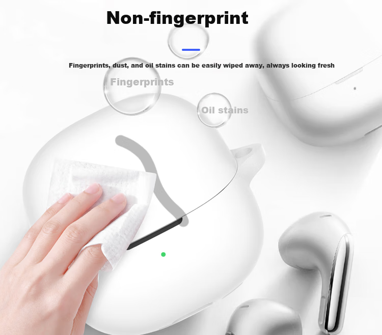 ESCASE Защитный чехол для Xiaomi Buds5 Earphones, чехол для хранения наушников Bluetooth, чехол из жидкого силикона, сверхтонкий защитный чехол с полным покрытием, белый с ремешком
