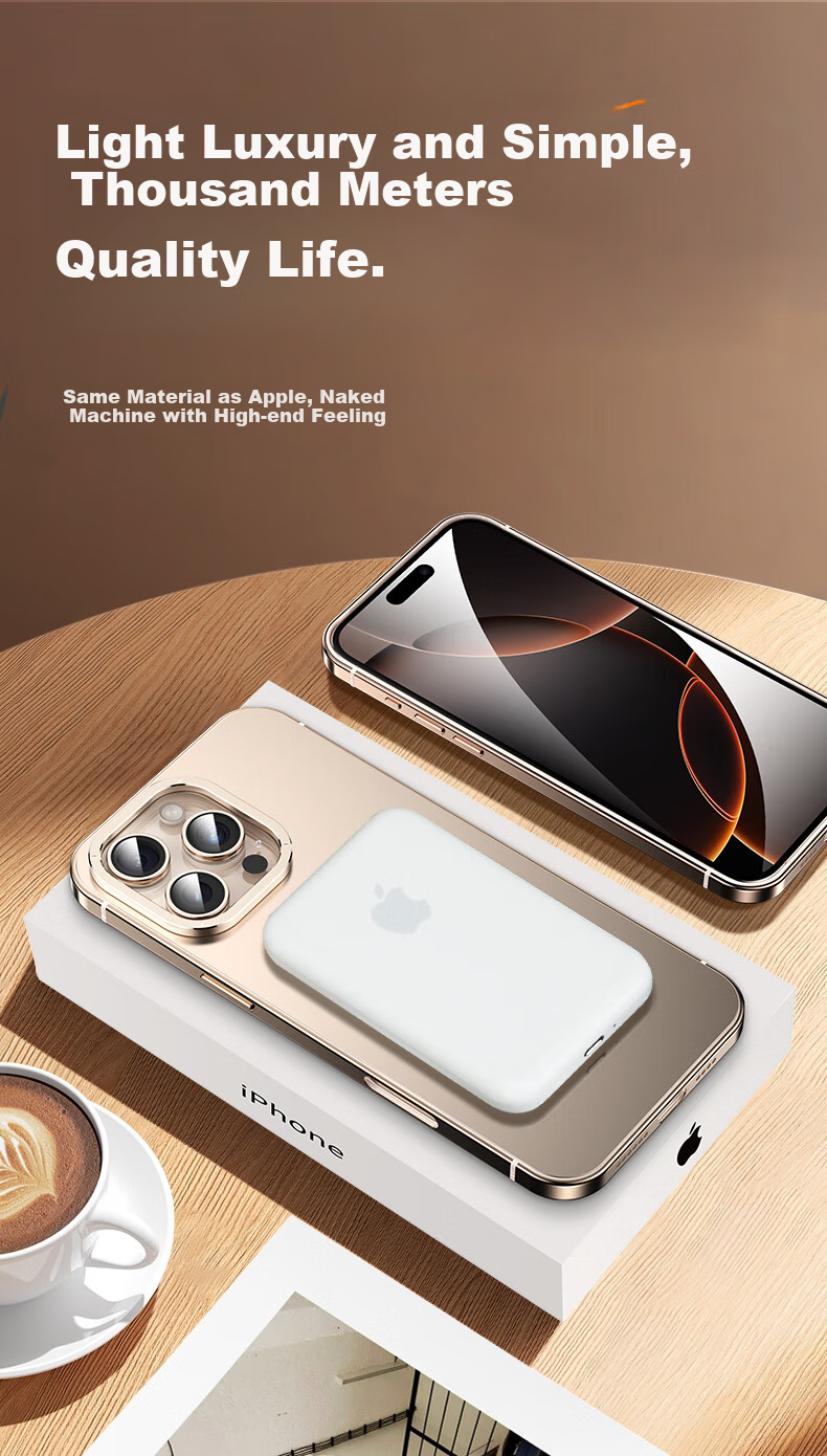 Чехол для iPhone 16 Pro Max IM-CHEN, противоударный, с магнитным кольцом и подставкой, ультратонкий, металлический, матовый, Титановый