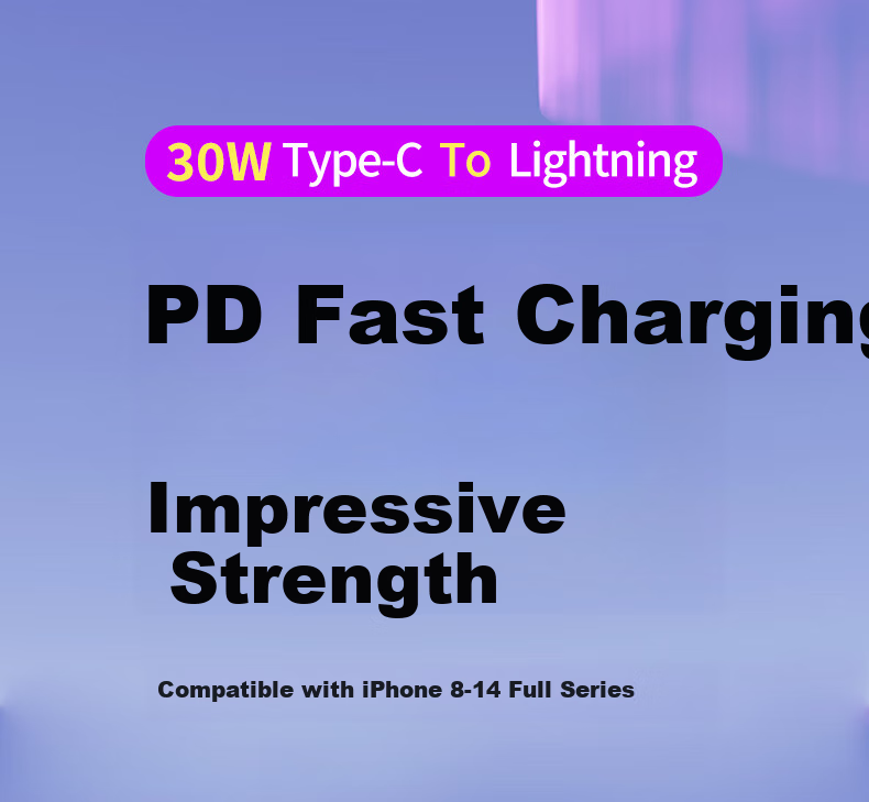 Кабель Masentek Lightning - USB Type-C (30W) для быстрой зарядки PD, 1 м, белый