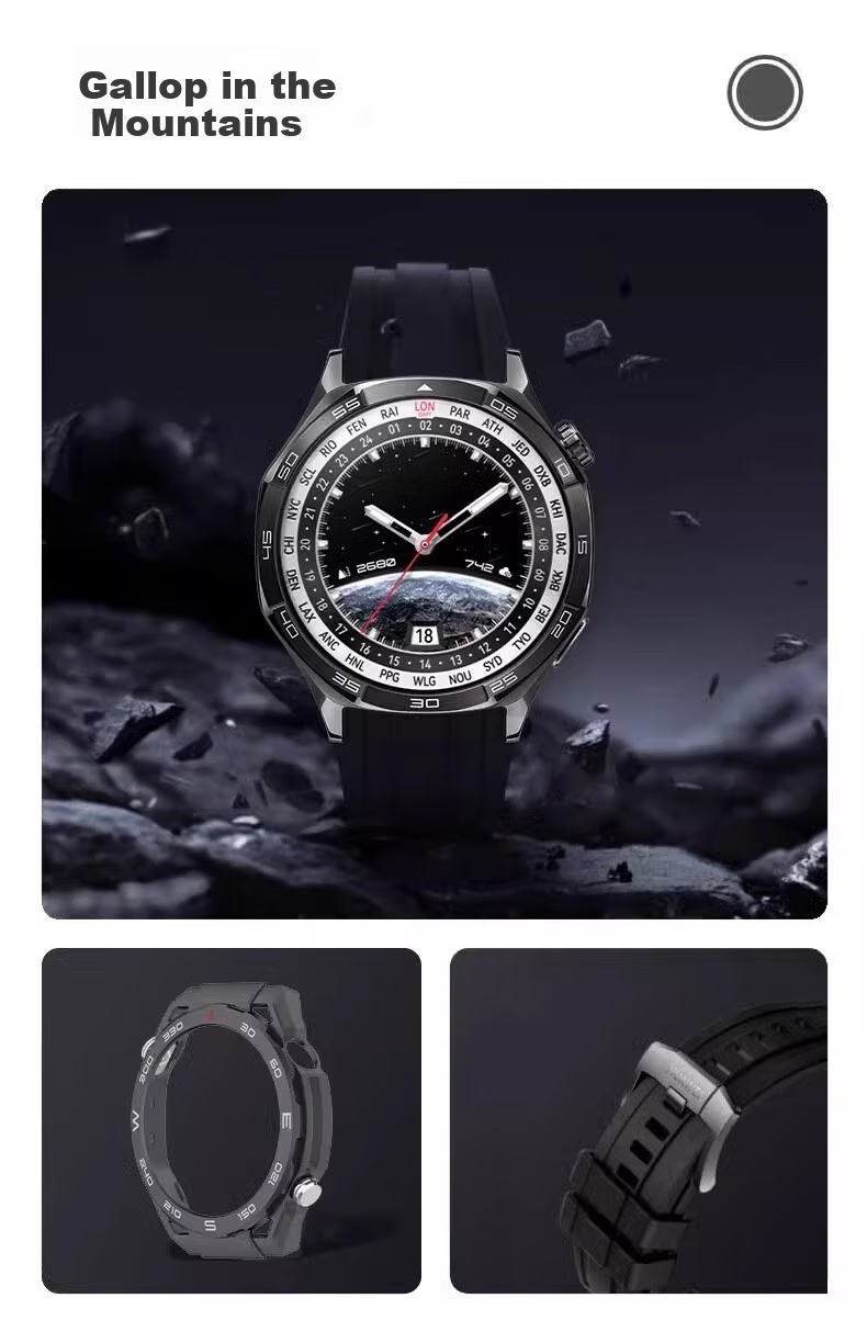 Защитный чехол XUANDAI для Huawei Watch GT5, с полным покрытием, из плетеного нейлона, с титановым ремешком