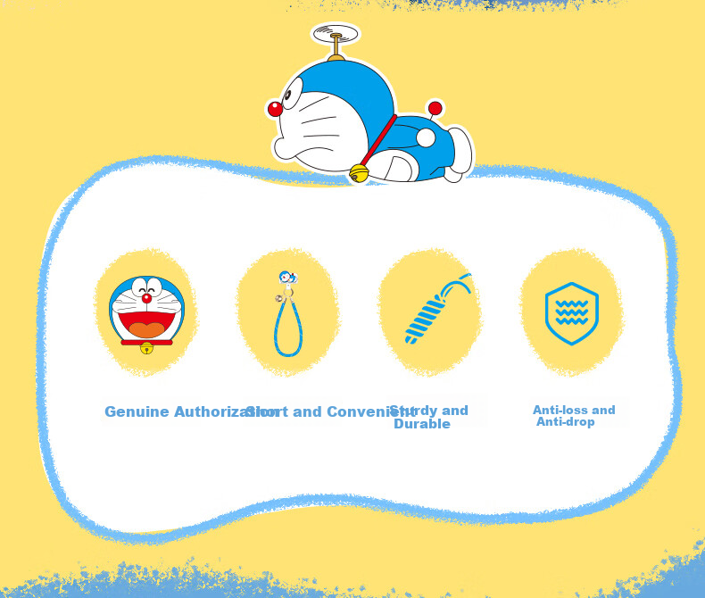 Ремешок-браслет ROCK Doraemon для телефона, короткий, плетеный, противоугонный, от потери, противоударный, портативный, долговечный, милый мультяшный классический дизайн с полулицом для мужчин и женщин