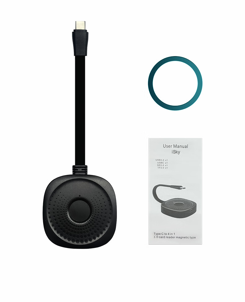 Isky Кардридер Type-C 3.0 SD/TF, 4-в-1, для iPhone/iPad/компьютеров, черный