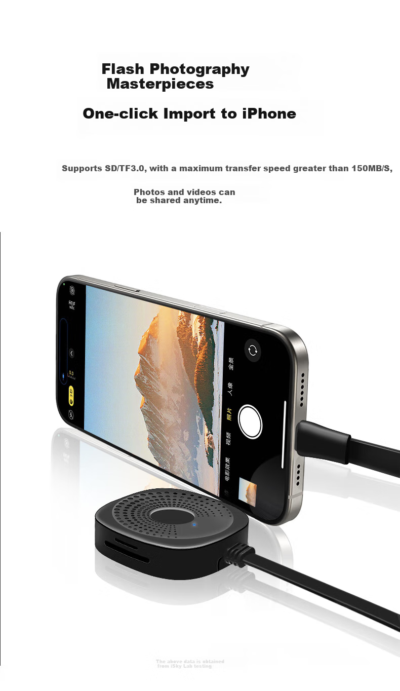 Isky Кардридер Type-C 3.0 SD/TF, 4-в-1, для iPhone/iPad/компьютеров, черный