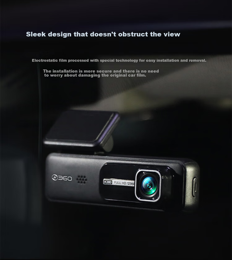 Видеорегистратор 360 AI Dash Cam K380, 4K, ночное видение, запись высокой четкости, умный скрытый автомобильный видеорегистратор