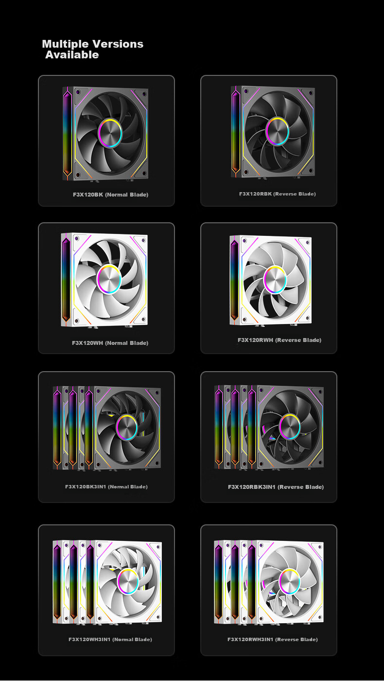 Вентилятор для корпуса PCCOOLER F3 X120 ARGB BK, 120мм, ARGB подсветка, PWM, черный
