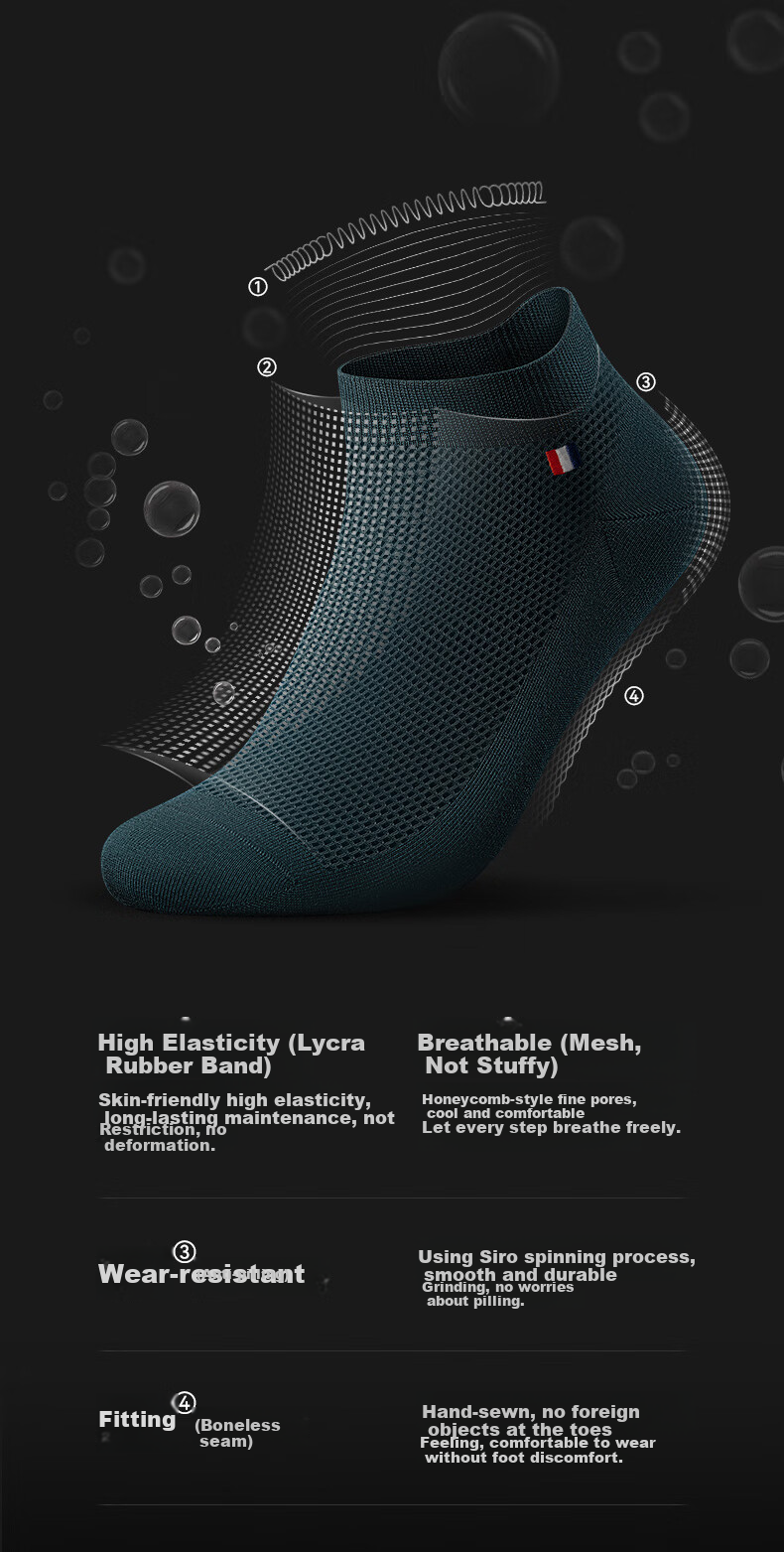 Мужские повседневные носки Jinxingji из 100% хлопка Пима, сетчатые тонкие носки с вышивкой, антибактериальные и дезодорирующие носки для осени и зимы, 5 пар