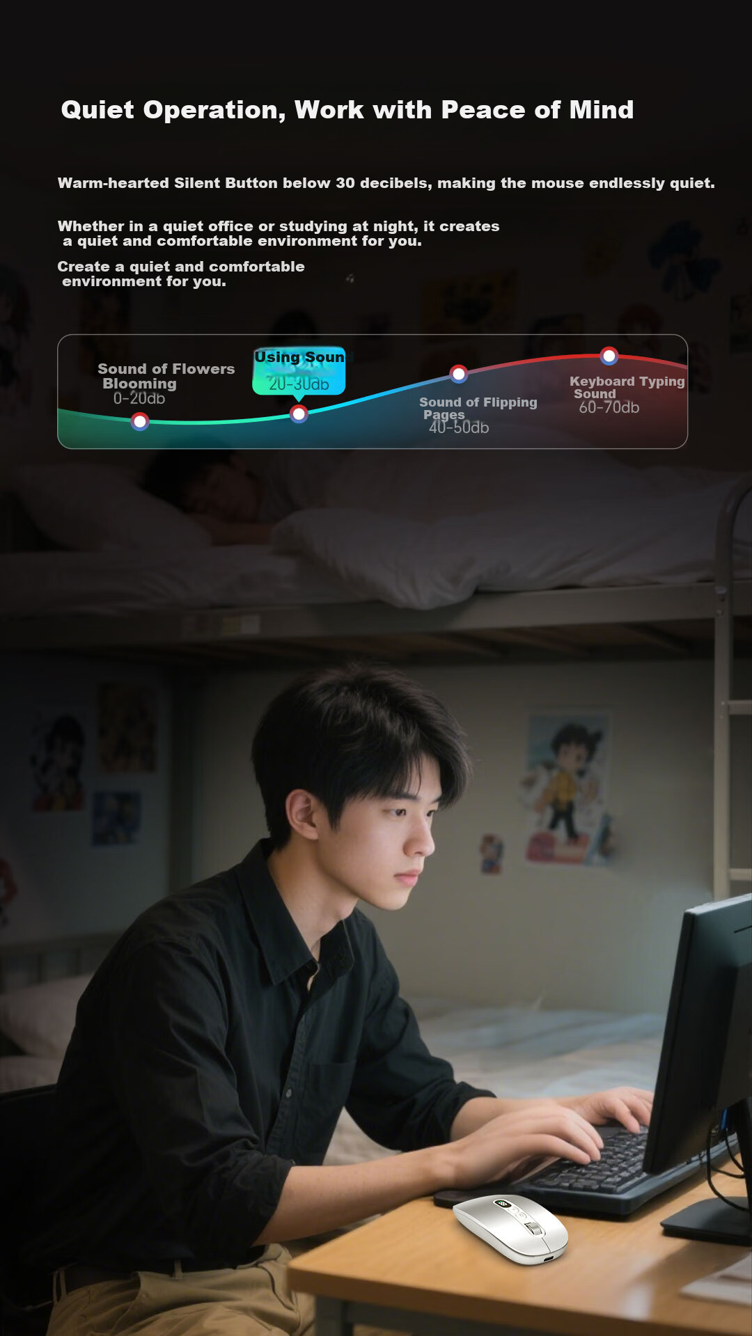 Беспроводная Bluetooth-мышь Xingji X3 Tencent Hanyuan с AI-голосовым вводом, тихая, портативная, перезаряжаемая, цвет "Обсидиановый черный"