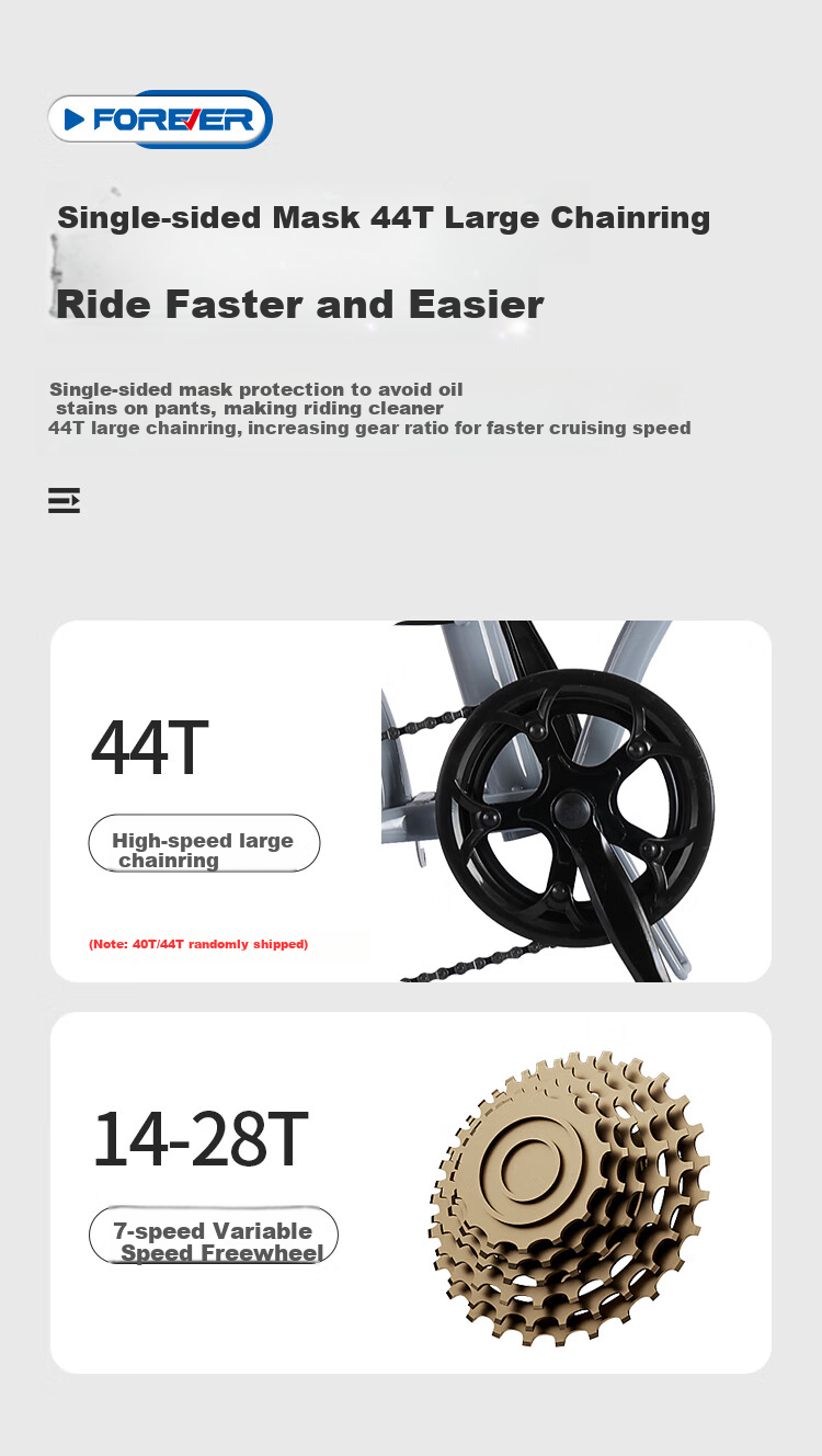 FOREVER 7 Speed 22-Inch City Folding Bicycle for Men, Women, Adults, Teenagers, Students, Children, Gray