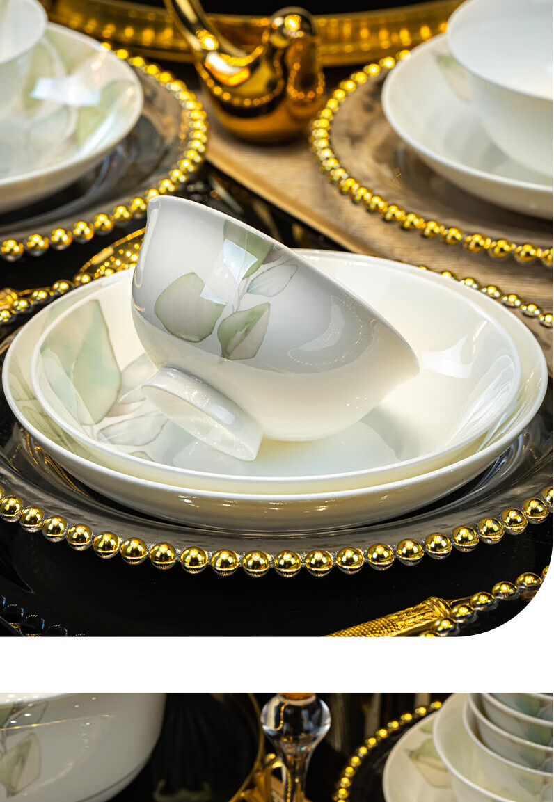Набор посуды Haoya Jingdezhen "Весенняя тема", 28 предметов, керамика, для дома, подарок на новоселье