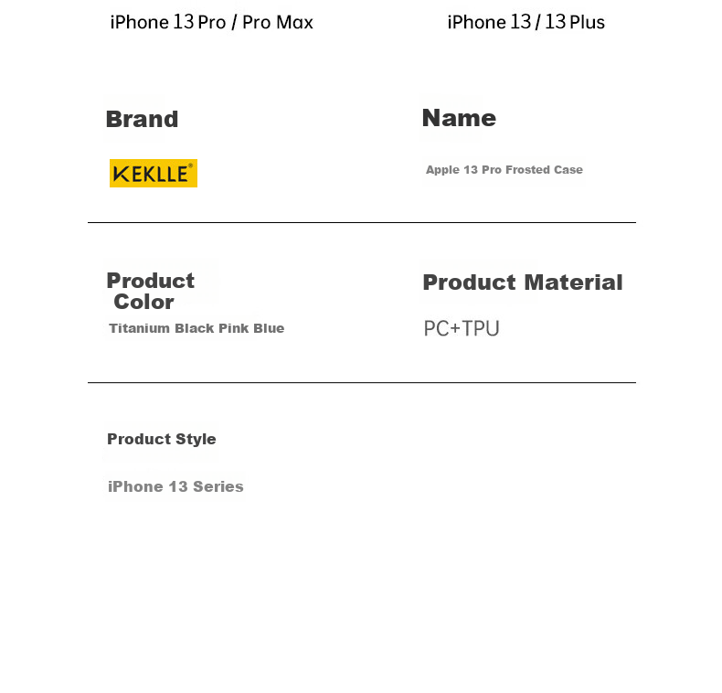 Чехол KEKLLE для iPhone 13 Pro, противоударный, с защитой камеры, силикон+ТПУ, матовый, розовый