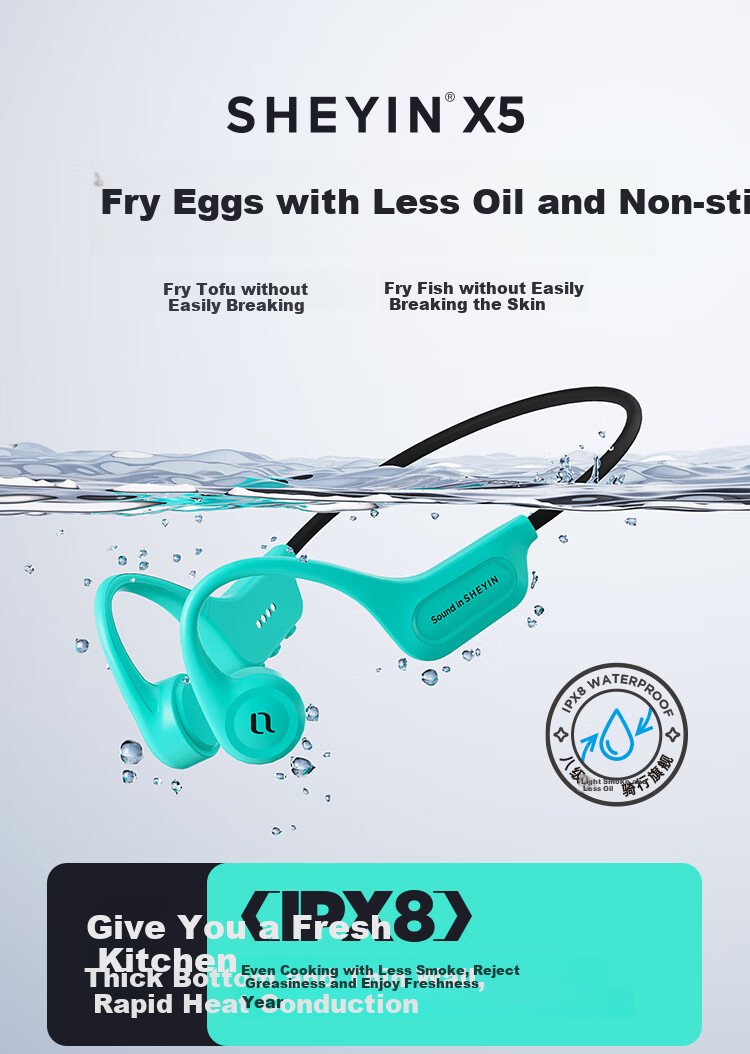 Наушники SHEYIN X5 True Bone Conduction Bluetooth, спортивные, водонепроницаемые IPX8, с микрофоном, 32 ГБ, белый и оранжевый