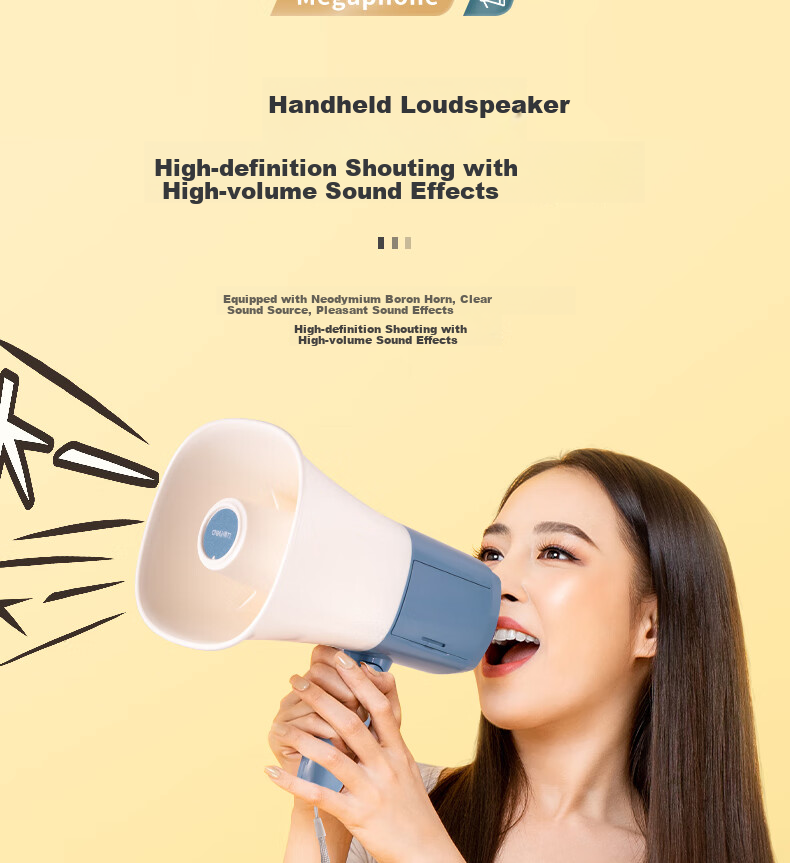 Портативный мегафон Deli LT810, перезаряжаемый, уличная уличная торговля, беспроводной усилитель, 16 часов работы от аккумулятора, устройство для крика высокой четкости