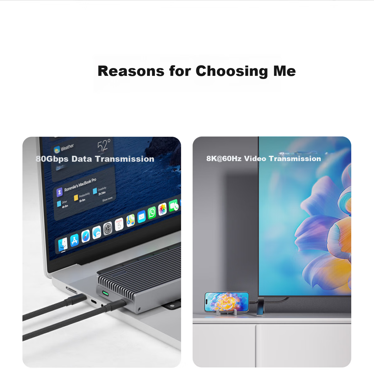 Кабель Hagibis Type-C USB 4, Thunderbolt 4/5, 80 Гбит/с, 240 Вт, 0.5 м