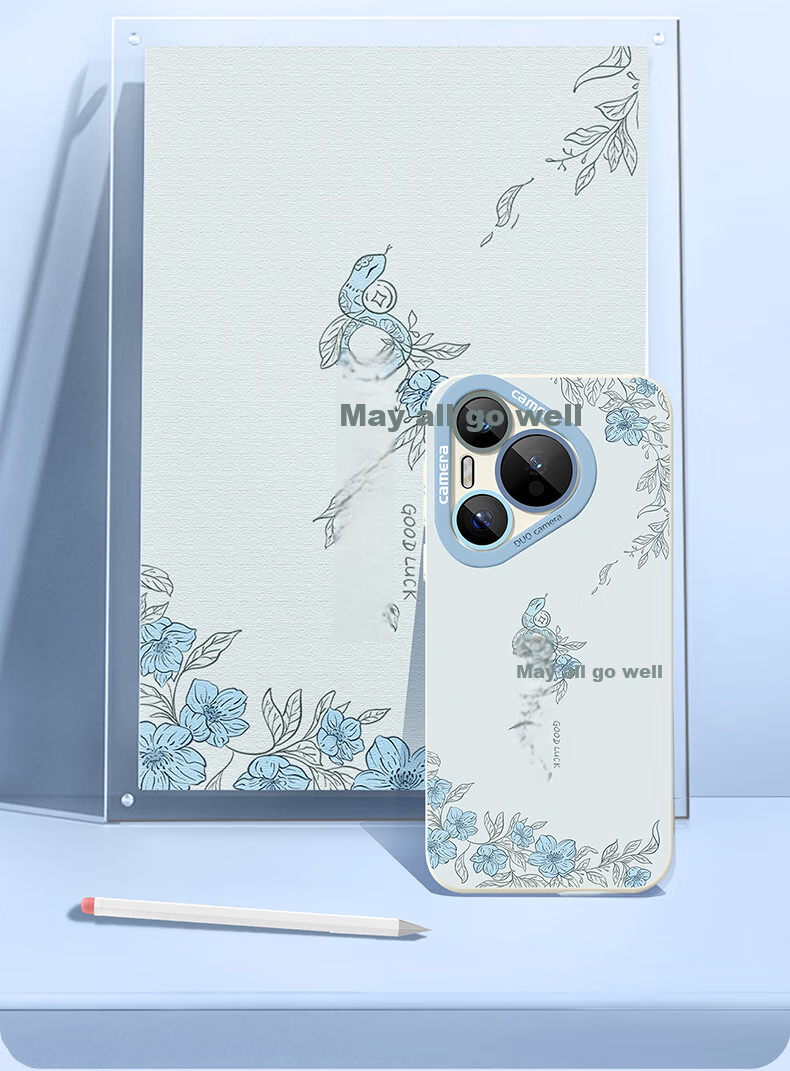 Чехол для телефона XP для Huawei Pura70 Pro+, защита всех линз, противоударный, силиконовый с функцией рассеивания тепла, с ремешком, античный белый "Весенние горы и реки"