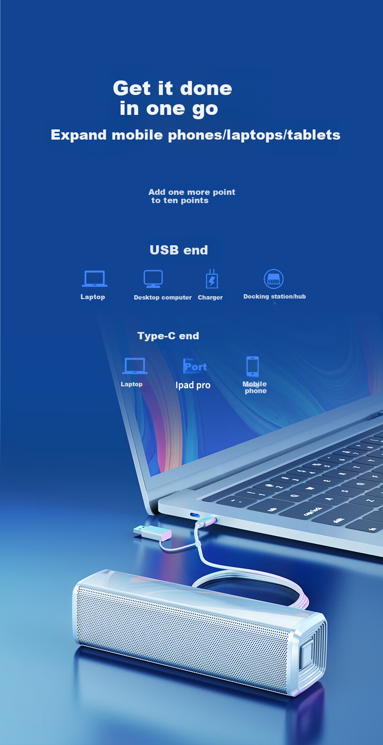 Портативная акустика SADA V-168, USB/Type-C, 2.0, пластик, черный