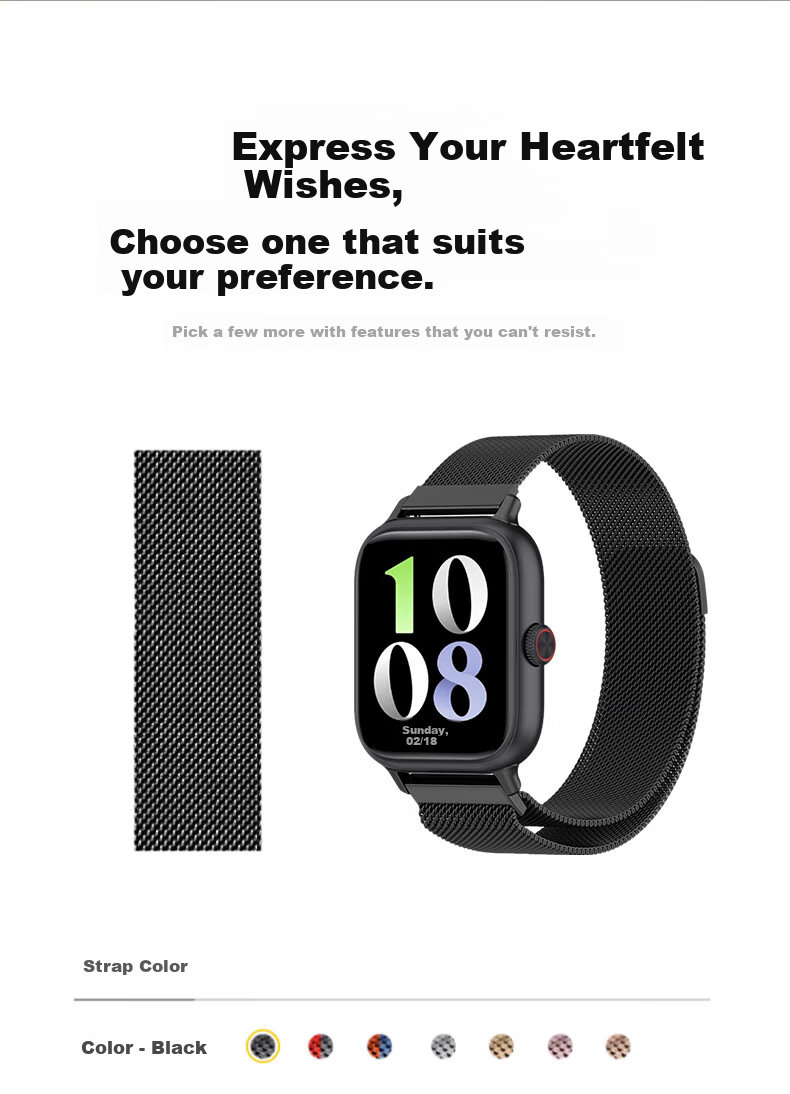 Ремешок Smorss Milanese Magnetic для Vivo Watch GT, из нержавеющей стали, черный