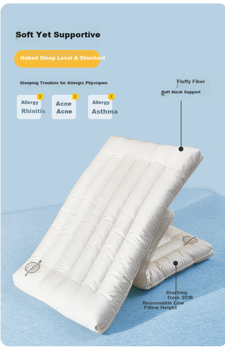 Подушка I-WILL Silk Pillow, ультрамягкая, комфортная, с наполнителем из хлопкового композитного волокна, одна подушка для одного человека, 48*74 см