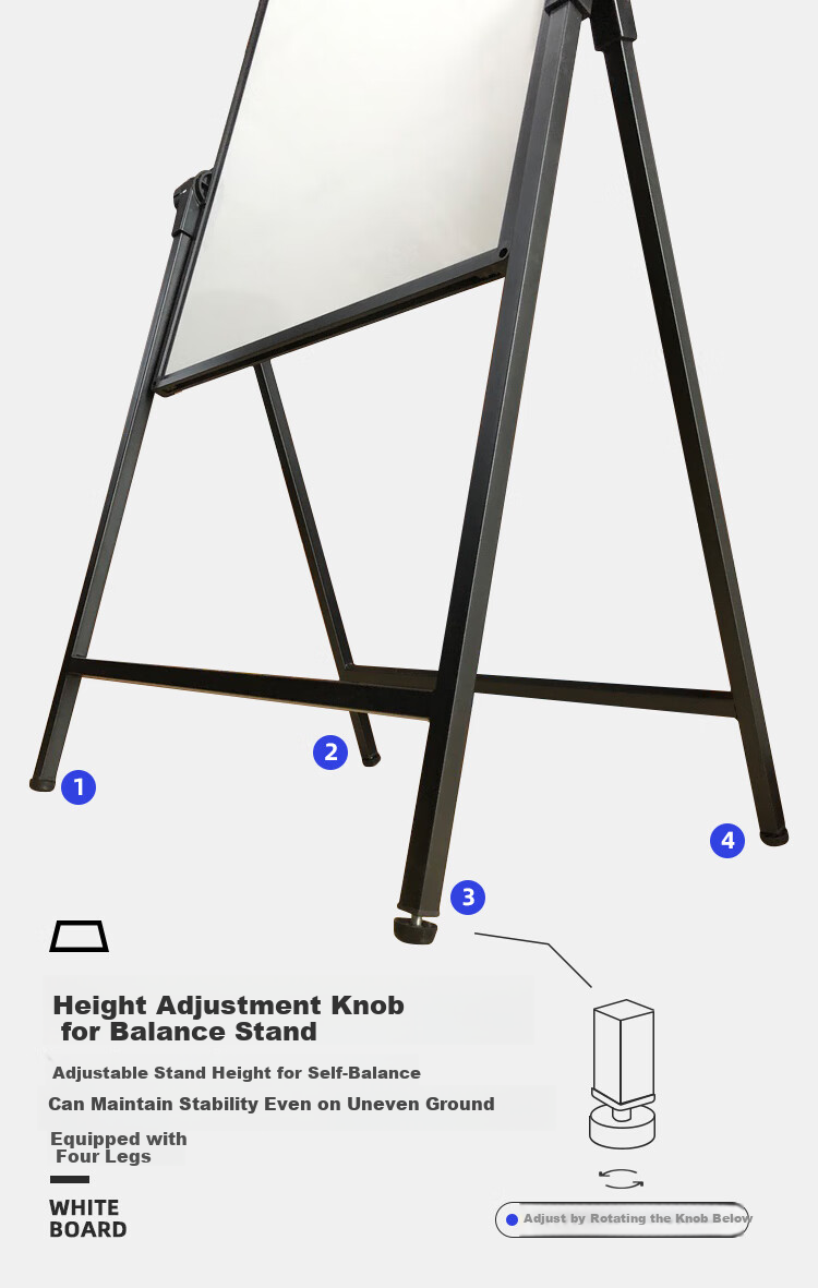 BBNEW Магнитная доска для записей, 60x90 см, двусторонняя, регулируемая по высоте, складная