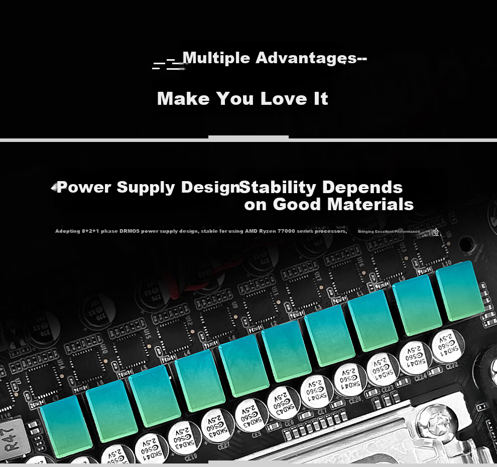 Материнская плата Jingyue B650I Night Devil DDR5, игровая, поддержка процессоров 9600X/9700X/7800X3D (сокет AMD B650/AM5)
