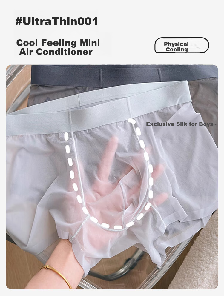Мужские трусы FitonTon, модель "Ice Silk Sexy Transparent Ultra-Thin Briefs", набор из 3 штук, размер 3XL