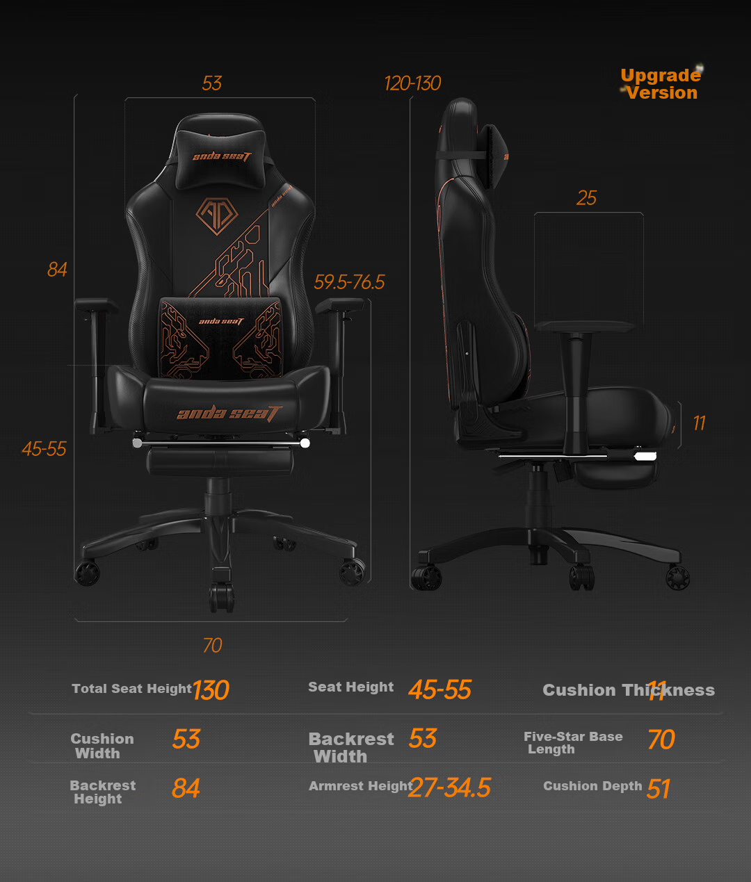Игровое кресло AndaseaT, компьютерное кресло, эргономичное офисное кресло, трон Бога Войны, кресло с тигриной головой, черное (версия с подставкой для ног)
