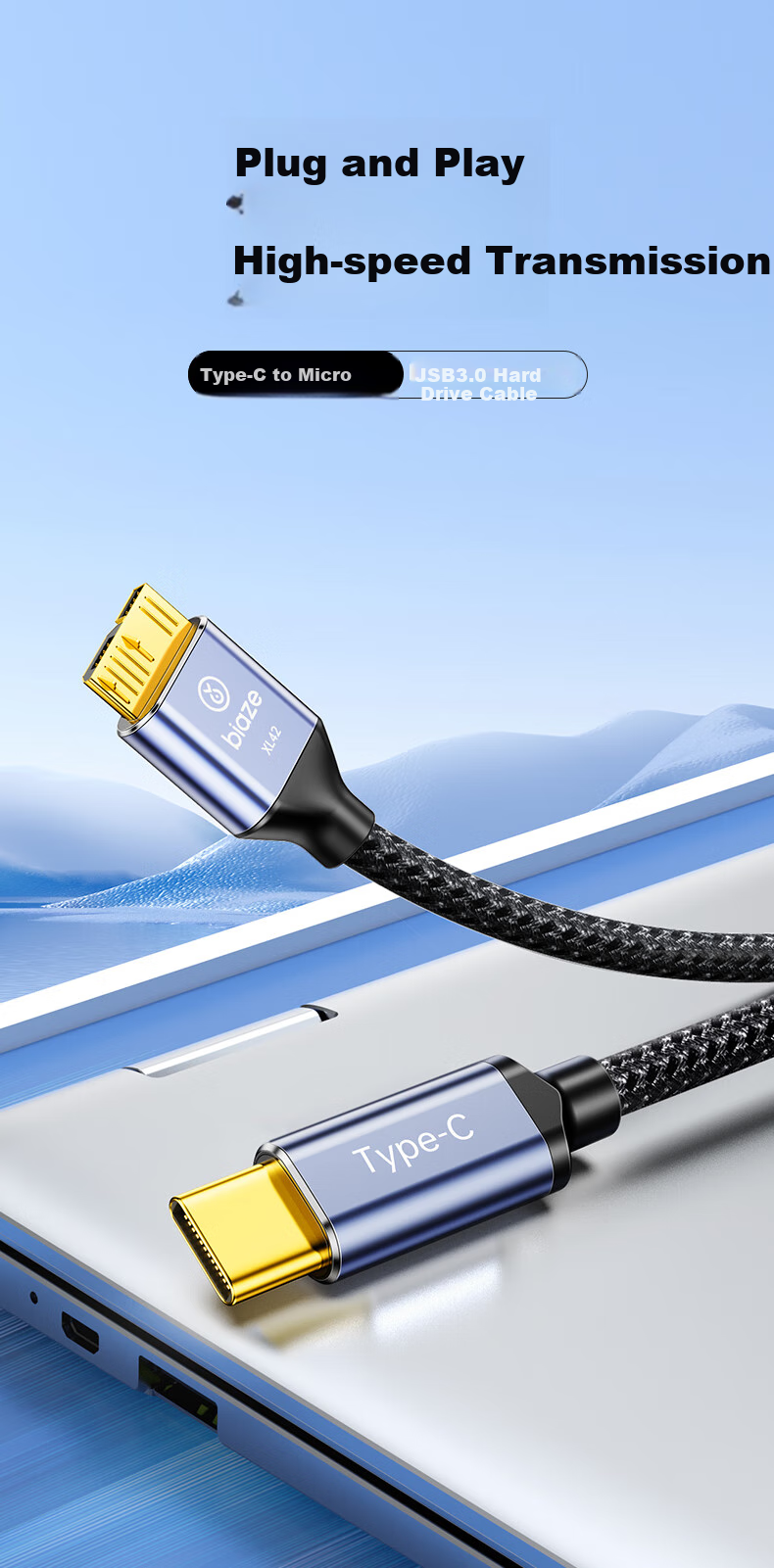 Кабель Type-C на Micro USB 3.0