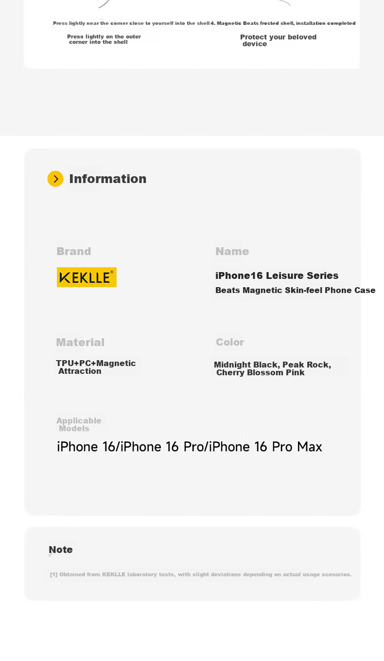 Чехол для iPhone 16 Pro KEKLLE, защитный, с магнитной беспроводной зарядкой, матовый, противоударный, полуночный черный