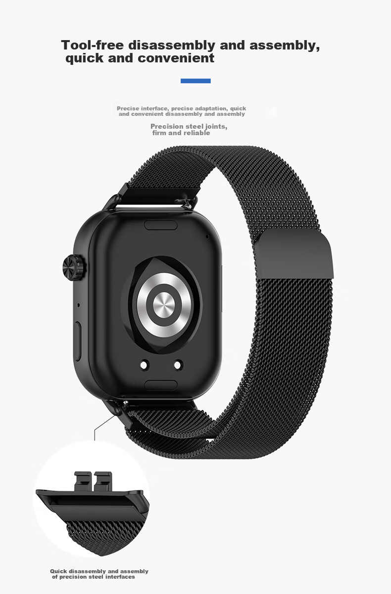 Ремешок KMaxAI Milanese для Honor Select Watch ROSSINI 2i, из нержавеющей стали, черный