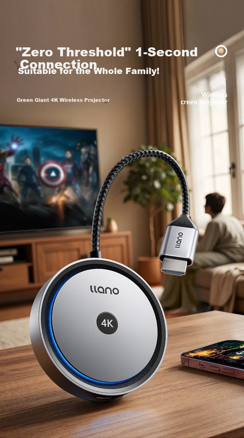 Беспроводное устройство передачи изображения Llano S450, 4K HD, HDMI, для телефонов Apple/Huawei, компьютеров, ноутбуков, подключение к ТВ, мониторам, проекторам