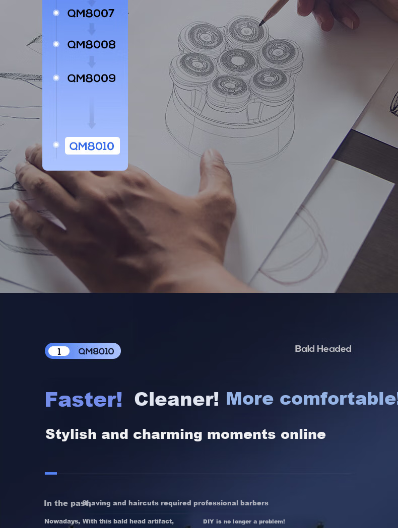 Машинка для стрижки Qiman QM8010, профессиональная, для мужчин, с магнитным 7-лепестковым ножом, аккумуляторная, для взрослых