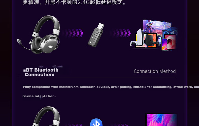 Игровые наушники iKF V11 Max, беспроводные, с микрофоном, 7.1 объемный звук, Bluetooth, черный и красный