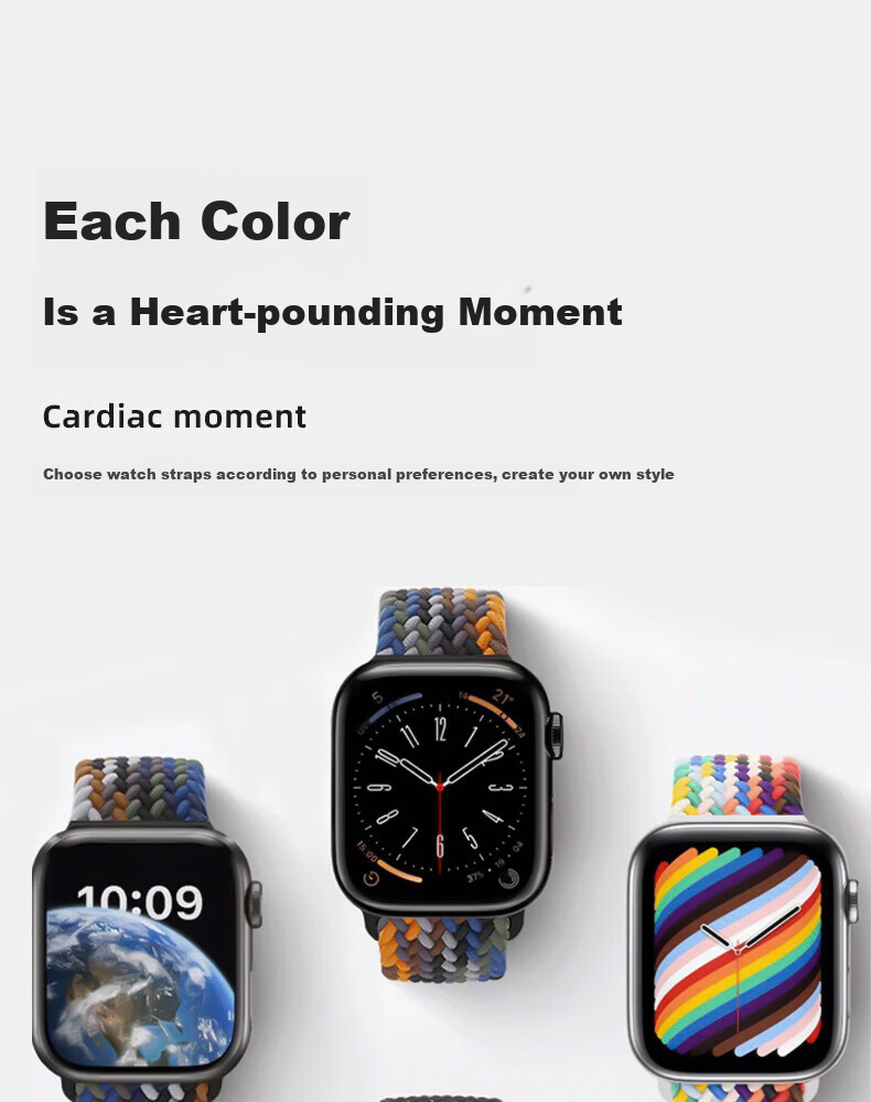 Ремешок Baking для Apple Watch S11/S10/SE/Ultra3/Watch S9/8/7/6/5/4, нейлоновый плетеный с магнитной застежкой, мультиколор