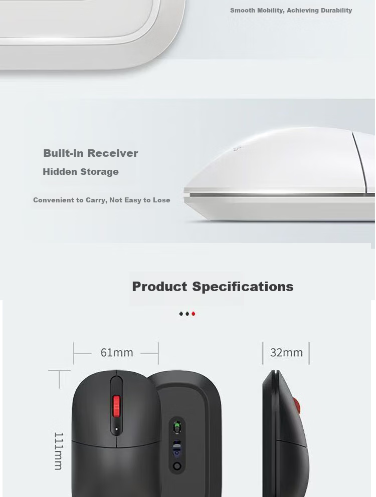 Беспроводная офисная мышь Lenovo Thinkplus M50, черная, 2.4 ГГц