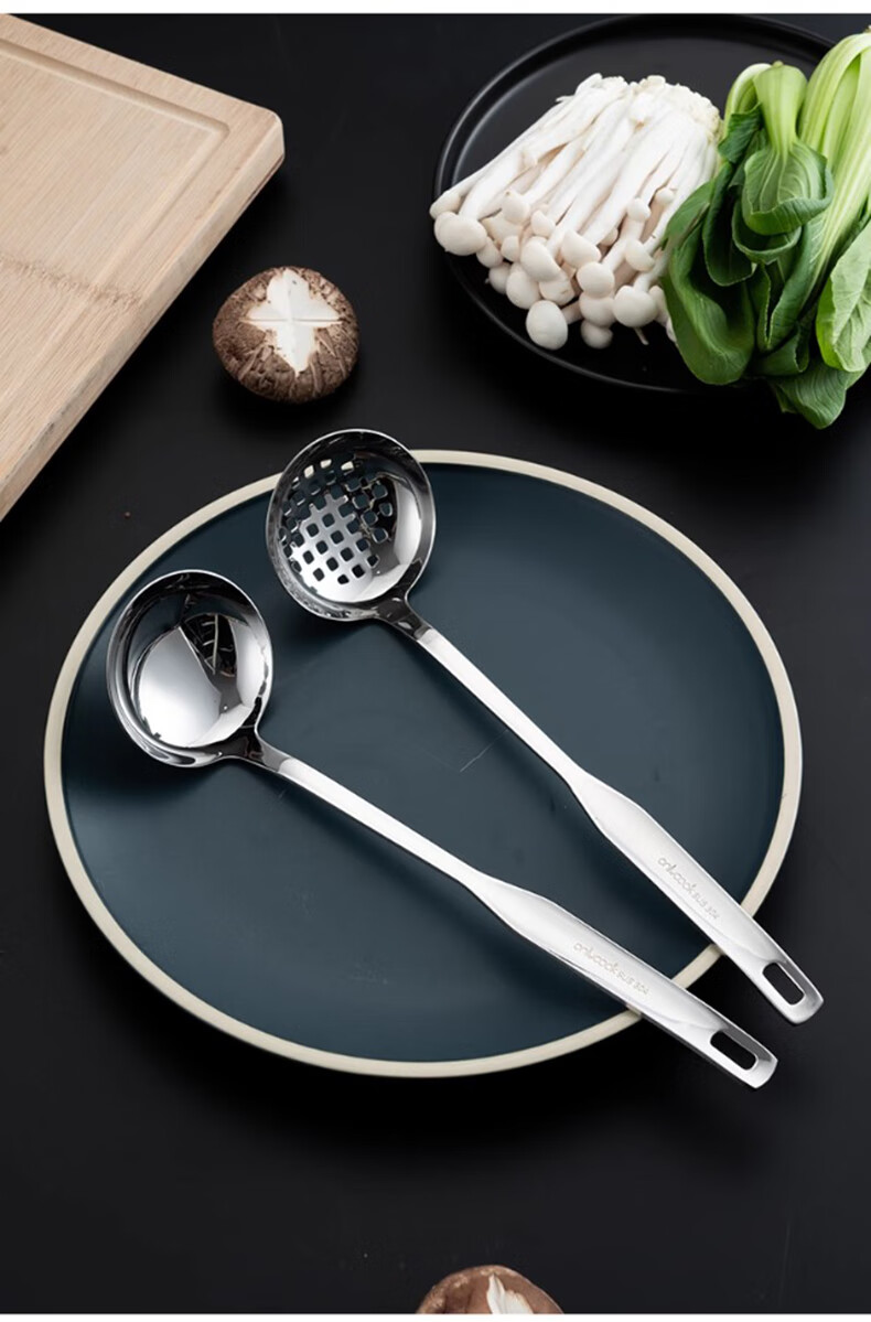 Набор Onlycook из 2 предметов: половник и шумовка из нержавеющей стали 304 для горячего казана, утолщенный и удлиненный