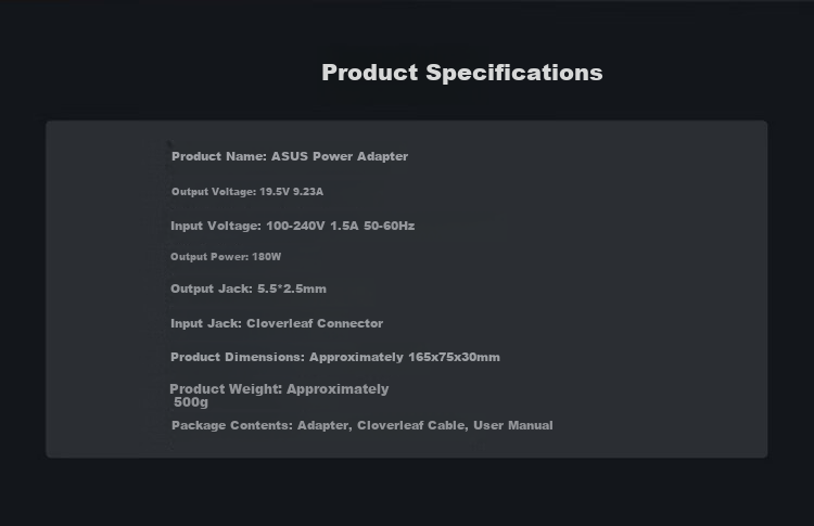 Адаптер питания YOUPIN для ноутбука ASUS, 180 Вт, 19.5 В 9.23 А, разъем 5.5*2.5 мм, черный