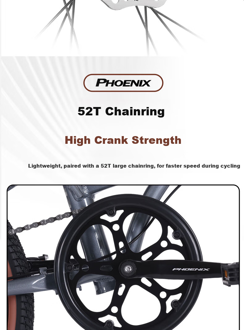 Phoenix Складной велосипед для взрослых, алюминиевая рама, 7 скоростей Shimano, не требует сборки, портативный, 20-дюймовые колеса