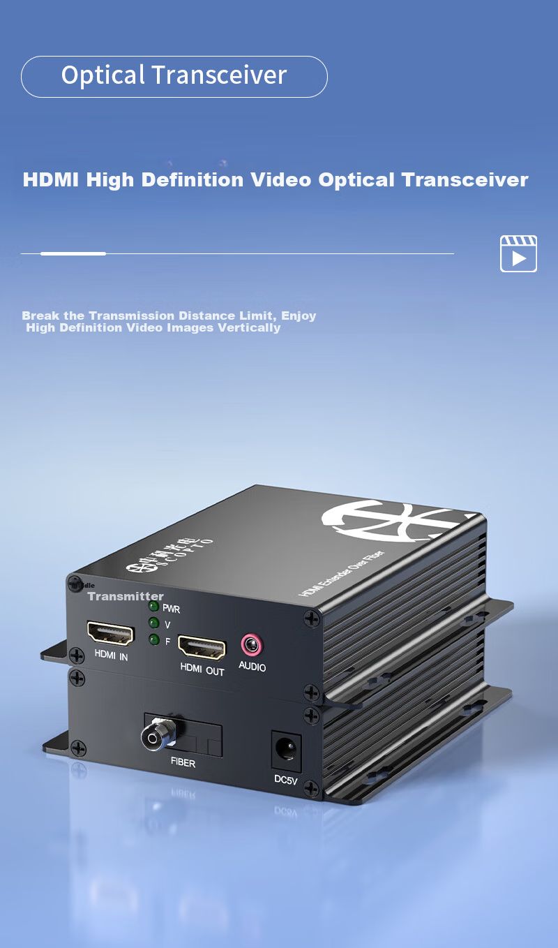 Zhongke Optoelectronics HDMI Optical Transceiver, HDMI High-Definition Video Optical Transceiver, HDMI+Loop-Out+Audio HDMI Fiber Optic Transceiver Extender Converter Transmitter ZK-HDMI