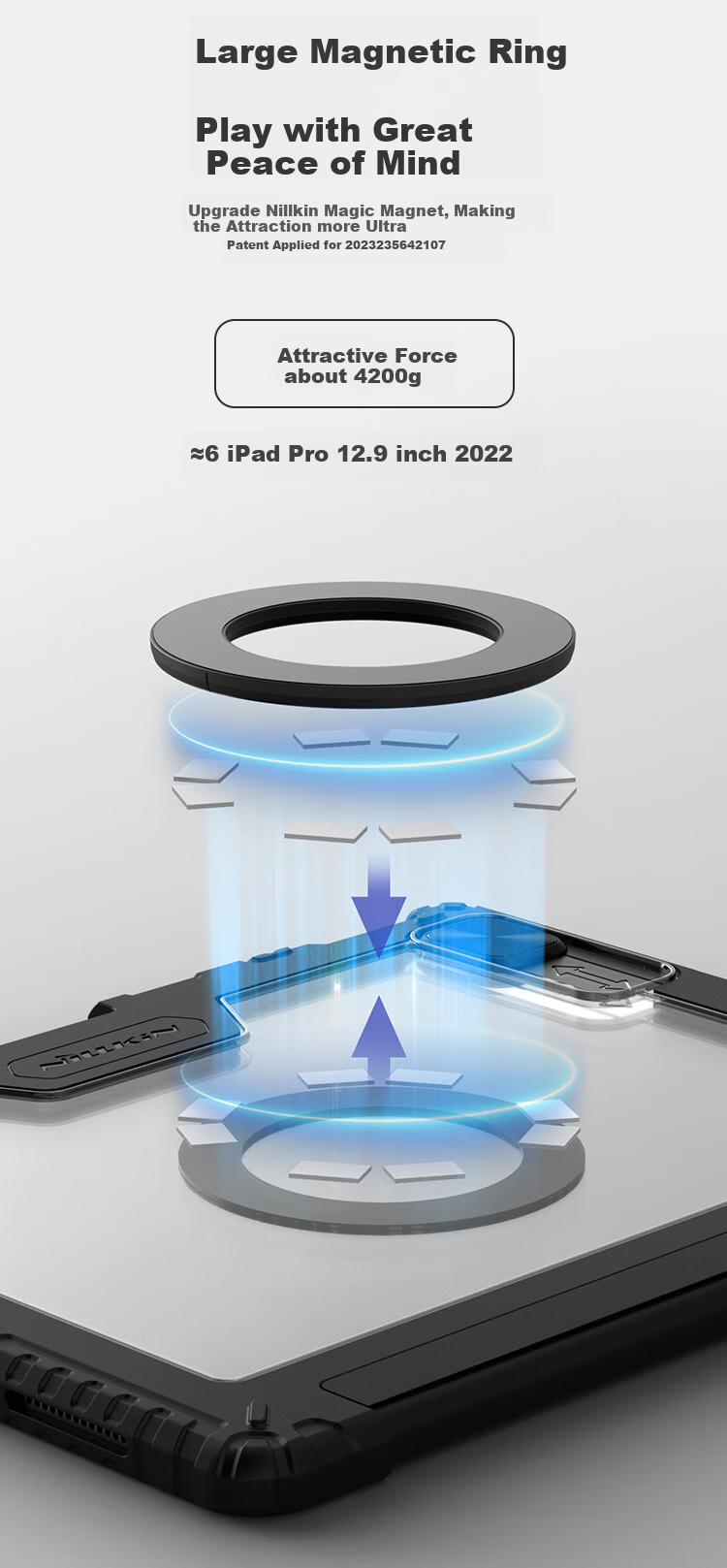 Магнитный стикер NILLKIN для планшета, совместимый с iPad 11, Mini/Air7/6, Android, Huawei, Xiaomi, Samsung, цвет "Рассветный белый"