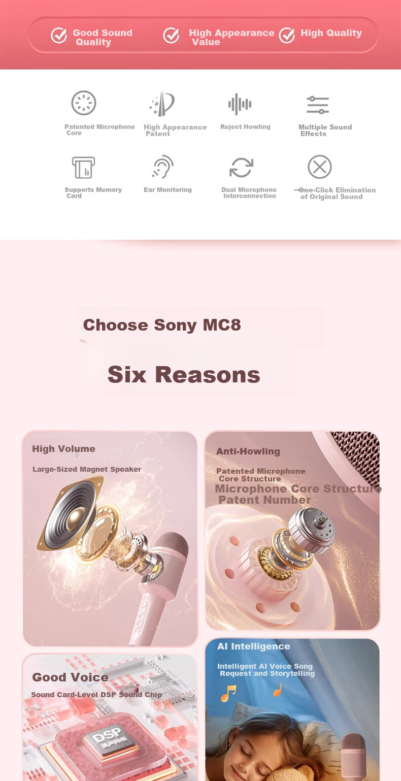 Беспроводной караоке-микрофон Soaiy MC8MAX, Bluetooth, портативный, для детей и дома, синий