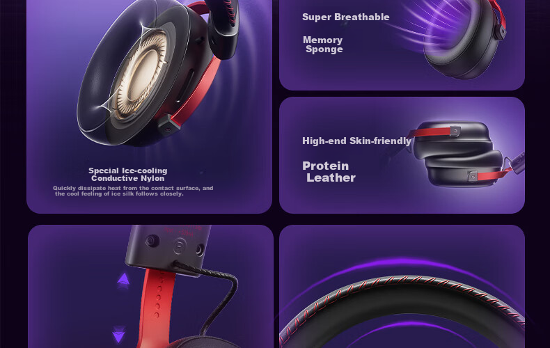 Игровые наушники iKF V11 Max, беспроводные, с микрофоном, 7.1 объемный звук, Bluetooth, черный и красный