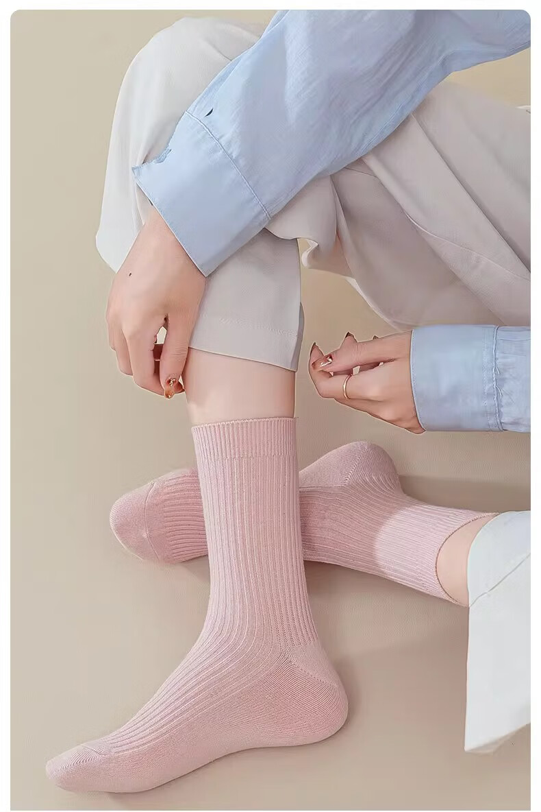 Женские носки Mianmanman, 100% хлопок, средней длины, для осени и зимы, однотонные, антибактериальные, без запаха, 6 пар