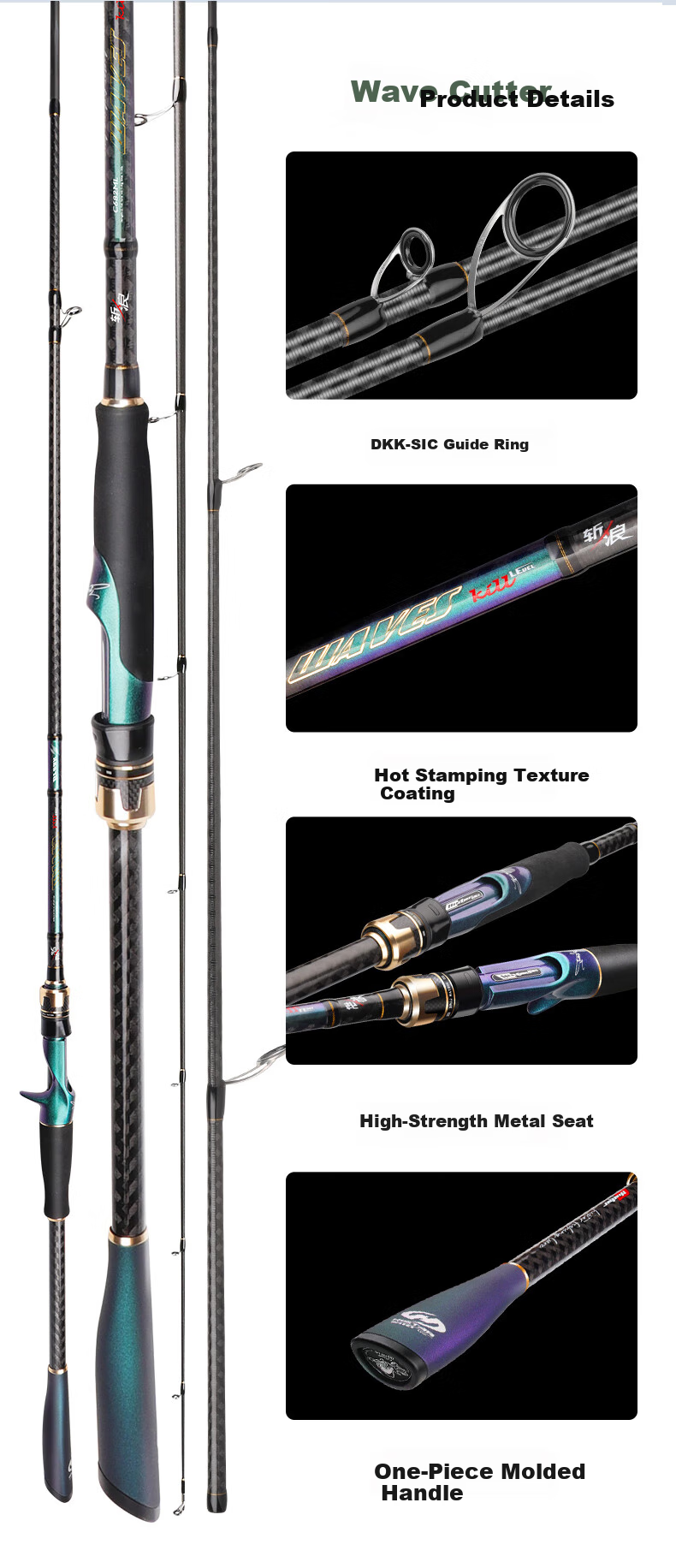 Спиннинг HISTAR Wave-Slicing Long-Distance Casting Lure Rod, 2.5 метра ML, прямой хват