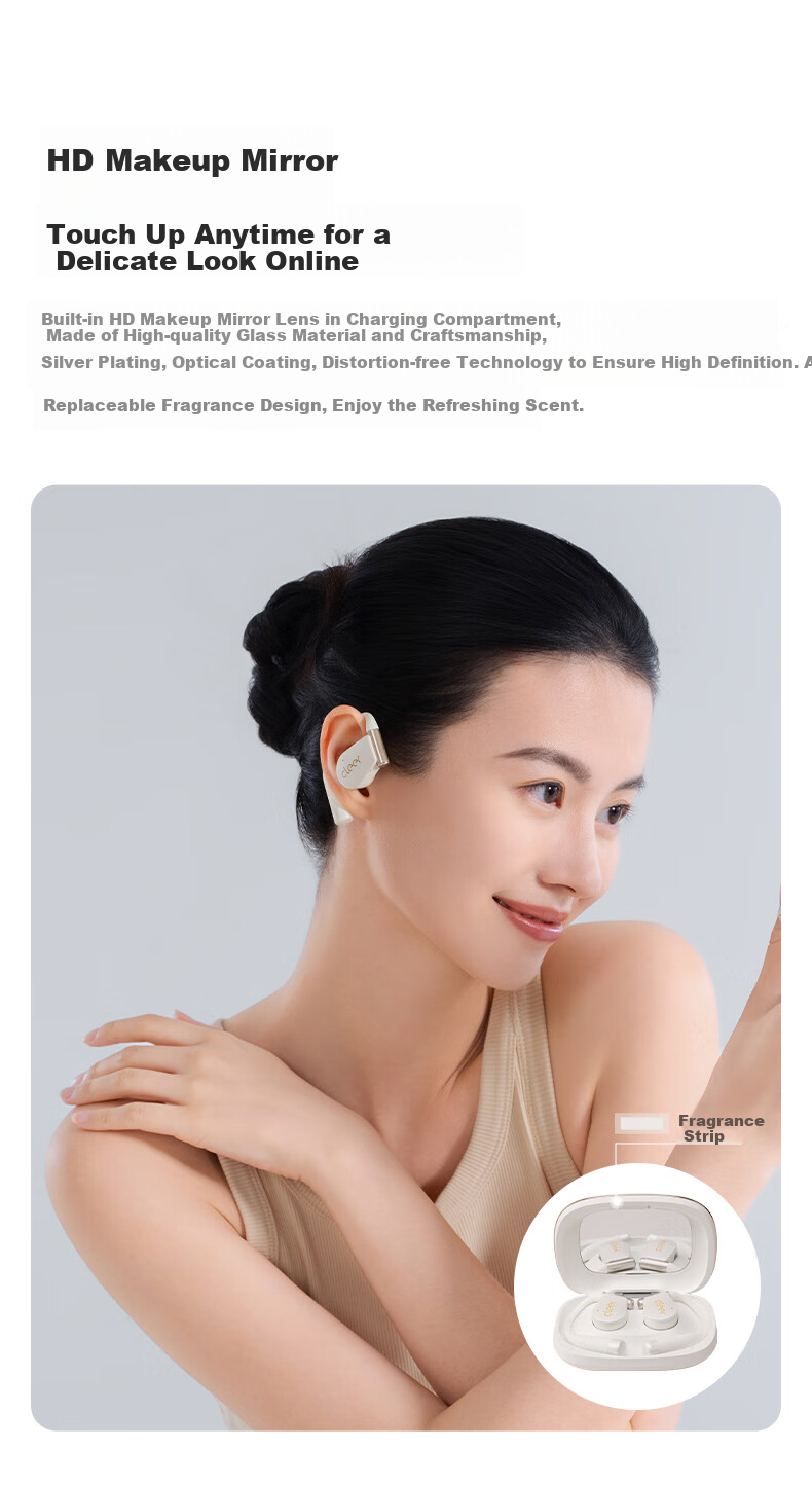 Беспроводные наушники Cleer ARC5 Sound Arc Open-Ear AI Smart Bluetooth, водонепроницаемые, защита от пота, цвет кремовый абрикос