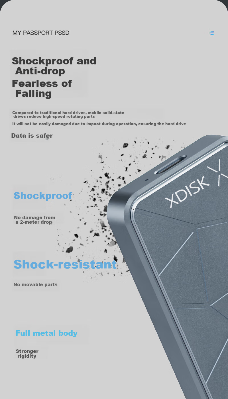 Портативный твердотельный накопитель Xiaopan (XDISK) M Series 512 ГБ, USB 3.2, Type-C, противоударный