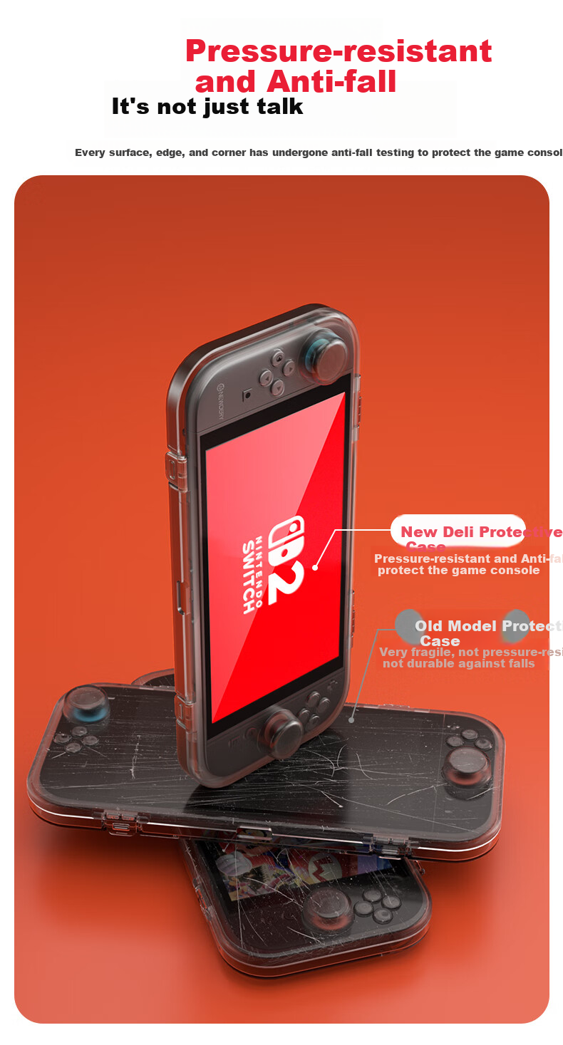 Защитный чехол NEWDERY для Nintendo Switch 2, прозрачный, ударопрочный, портативный, с ремешком, для хранения, аксессуар второго поколения