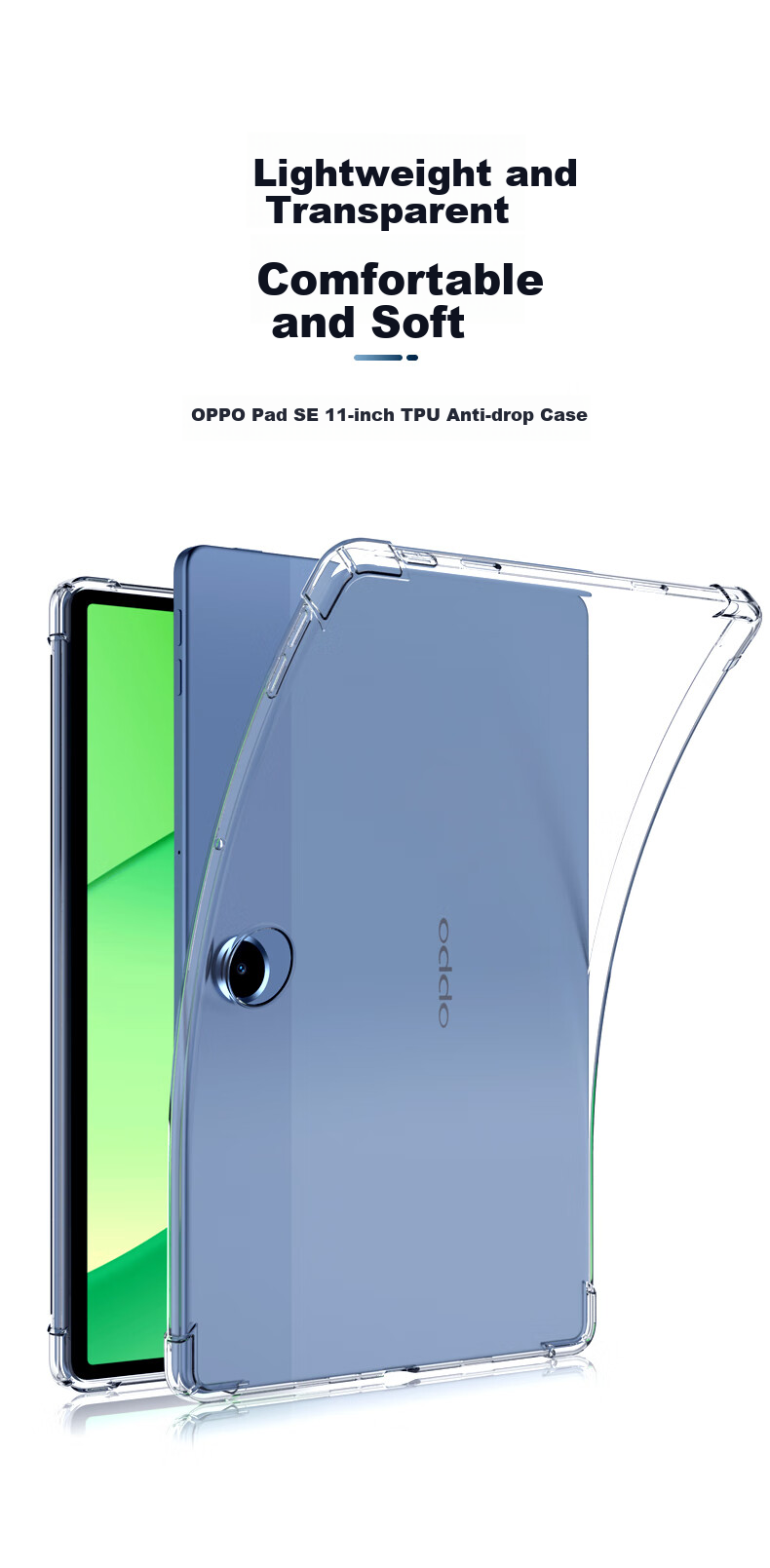 Защитный чехол BIAZE для OPPO Pad SE 11 дюймов, прозрачный белый, из ТПУ, противоударный