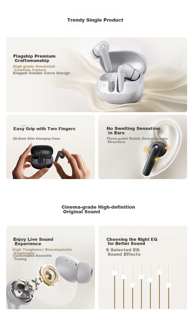 Беспроводные наушники QCY Buds ANC с активным шумоподавлением, True Wireless Bluetooth, 45 дБ, защита от шума при звонках, низкая задержка для игр, спортивные, совместимы со всеми смартфонами, цвет "Каменный Серый"