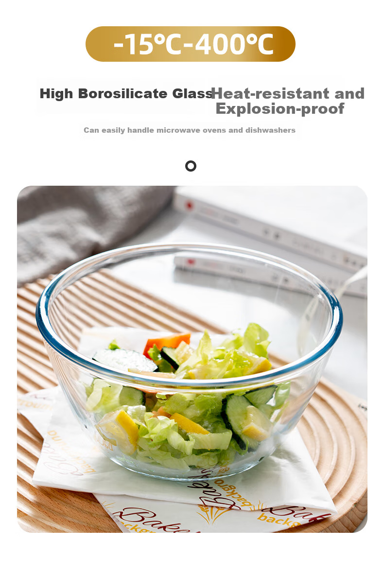 Набор стеклянных мисок Onlycook, 2 шт., 400 мл каждая. Высококачественное боросиликатное стекло, подходит для микроволновой печи, салатница, суповая миска.