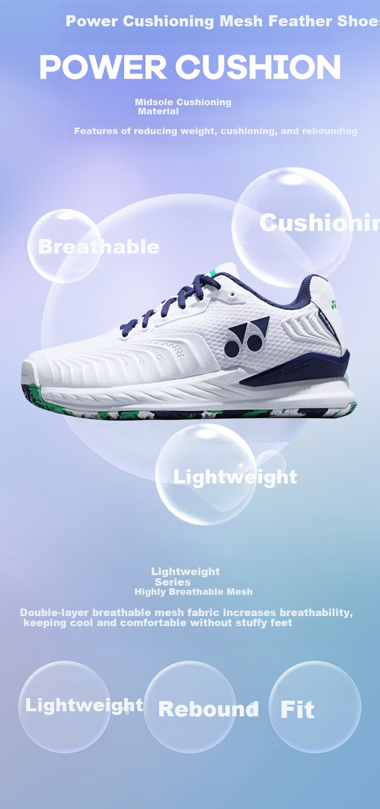 Кроссовки для бадминтона YONEX SHTF4MACEX, мужские, белые с синим, размер 38
