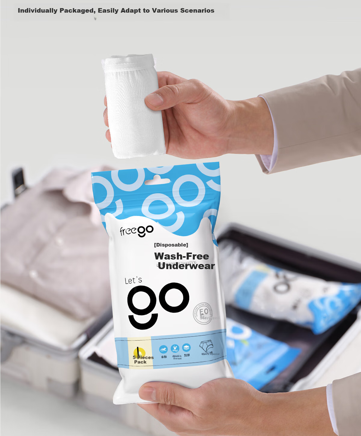Одноразовое мужское белье Freego, размер 3XL, белое, 5 пар